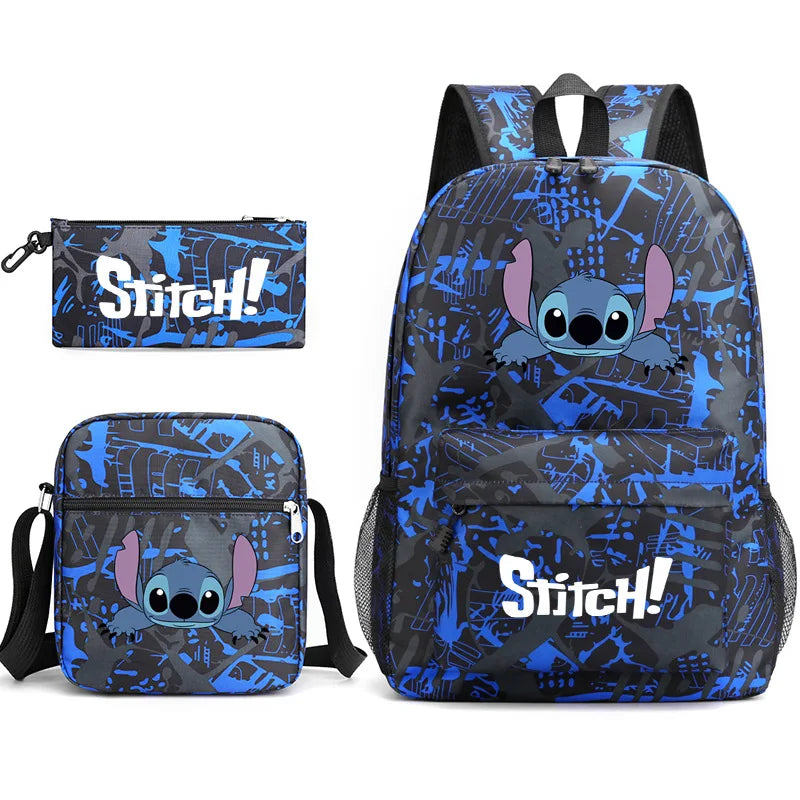 Sac à dos + trousse et pochette Disney CAN o & Stitch