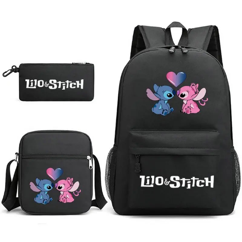 Sac à dos + trousse et pochette Disney CAN o & Stitch