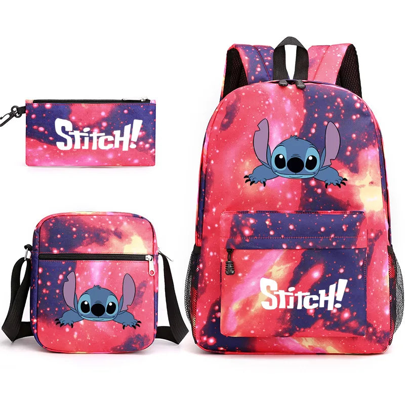 Sac à dos + trousse et pochette Disney CAN o & Stitch