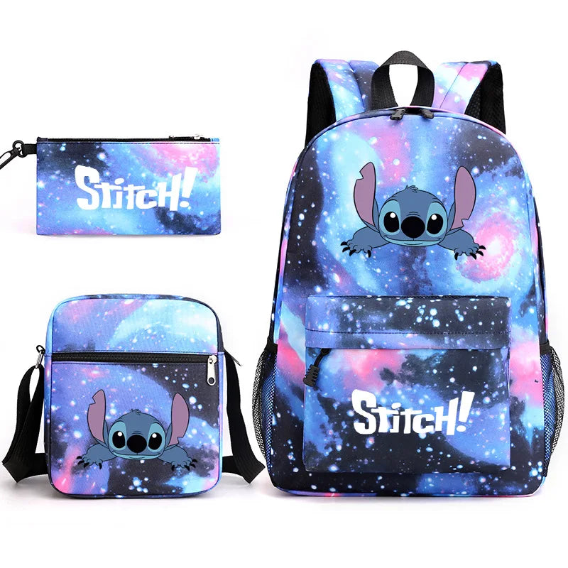 Sac à dos + trousse et pochette Disney CAN o & Stitch