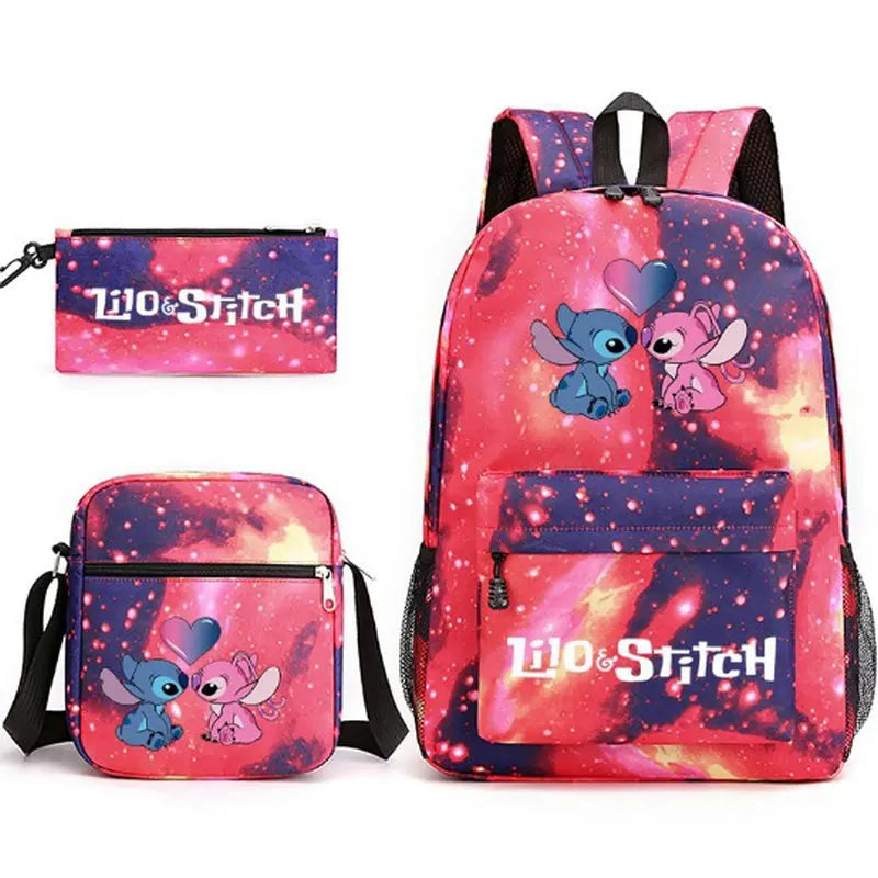 Sac à dos + trousse et pochette Disney CAN o & Stitch