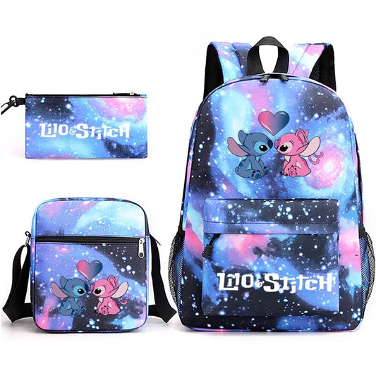 Sac à dos + trousse et pochette Disney CAN o & Stitch